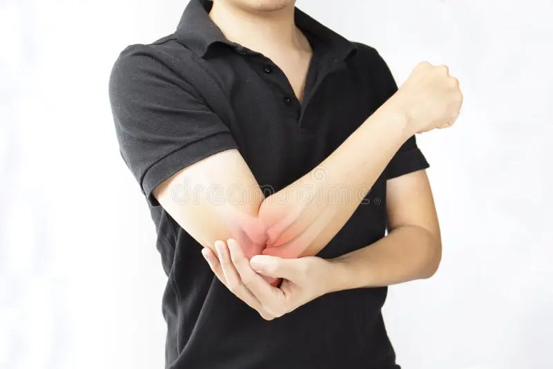 elbow bones injury white background pain 121937897
